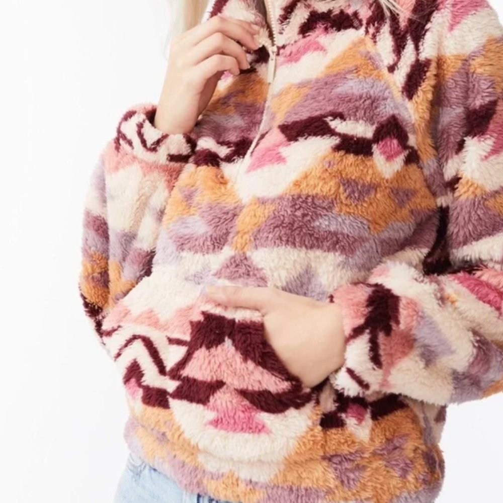 Aeropostale Aztec Western Print Pullover Fleece Sherpa Size Large